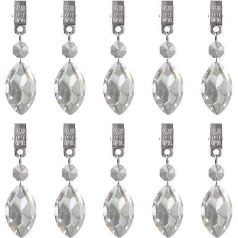 Glarks Lot de 10 poids de nappe à clip en métal AB cristal cristal prisme prisme pendentif nappe poids (1/5)