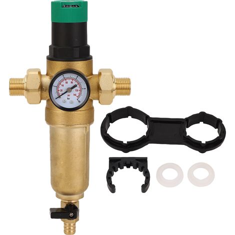 Régulateur de pression d'eau en laiton, vanne de contrôle précise réutilisable avec filtres de lavage à contre-courant et cadran 3/4 pouces (DN20) (1/5)