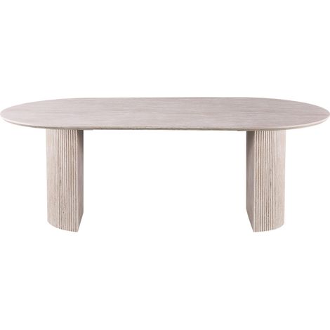 Mobilier Deco – Table à manger ovale 200 cm couleur travertin – Plateau MDF effet travertin – Design moderne et élégant – Accueille 6 personnes (1/4)