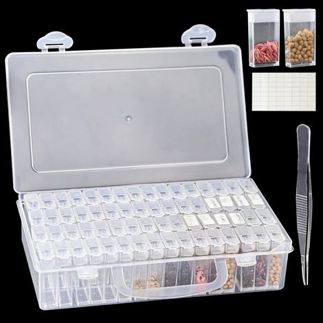 Saatgutbox mit 64 Fächern, Aufbewahrungsbox für Saatgut mit 112 Klebeetiketten und 1 Pinzette, Aufbewahrungsbox für Gemüsesamen, Blumensamen (1/5)