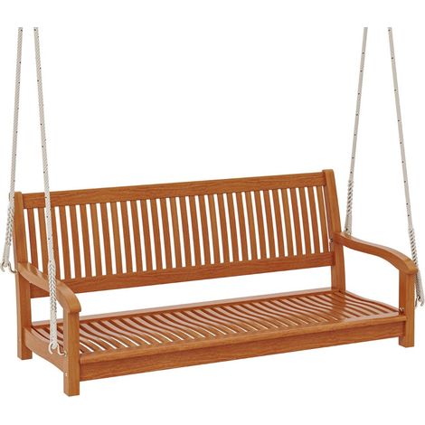 Banc de balançoire 2 places 126 x 62 x 60 cm confortable et stable pour jardin terrasse en eucalyptus naturel