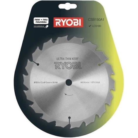 RYOBI - Lame ULTRA FINE 150 mm - 18 dents - alésage 10 mm pour scie circulaire ONE+™ RWSL1801M - CSB150A1 (1/2)
