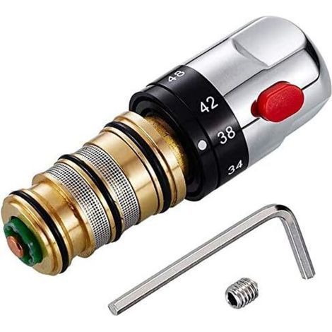 Mitigeur Thermostatique MéLangeur D'Eau, Laiton Solide Cartouche de Cuivre Contrôle de TempéRature Robinet Robinet Raccords de Robinet (1/5)