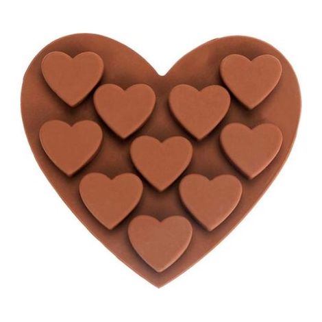 Moules à pâtisserie en silicone - Moules à chocolat - Réutilisables - Silicone - Marron - Permettent de réaliser 10 chocolats en forme de cœur (1/5)