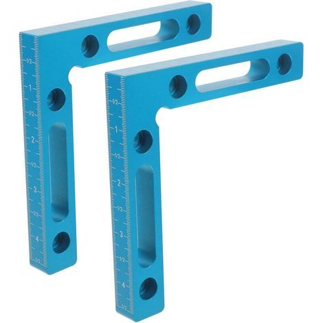 Rechtwinkliger Positionierwinkel – 12 x 12 cm – Werkzeug für die Holzbearbeitung von Kisten, Rahmen, Regalen und Schränken – blau, 2 Stück (1/5)
