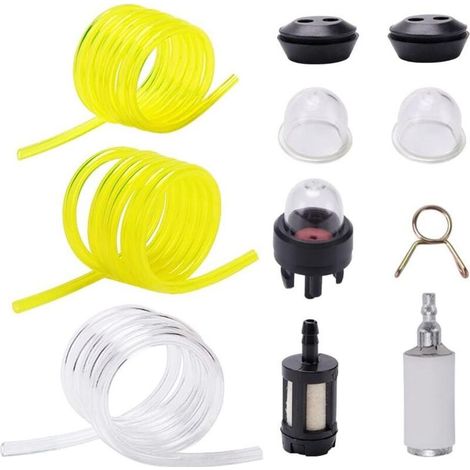 VooGenzek 10 Pièces Kit de Tuyau de Carburant, 1m Tuyaux d'Essenc,Filtre à Essence, Ampoule D'AmorçAge De Filtre, Joint De RéServoir De Carburant, pour Tondeuse, Souffleur, TronçOnneuse (1/5)