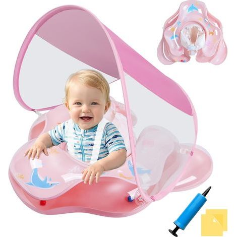 Baby Float, UPF50+ UV Protection, Double Air Chamber, Soft PVC, Pool Beach Garden 12-36 Months (1/5)