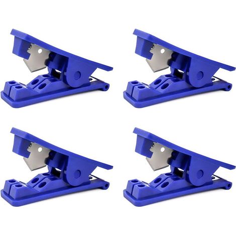 Lot de 4 coupe-tubes économiques pour tubes en silicone, PVC, PU et nylon, jusqu'à 12 mm de diamètre extérieur, bleus