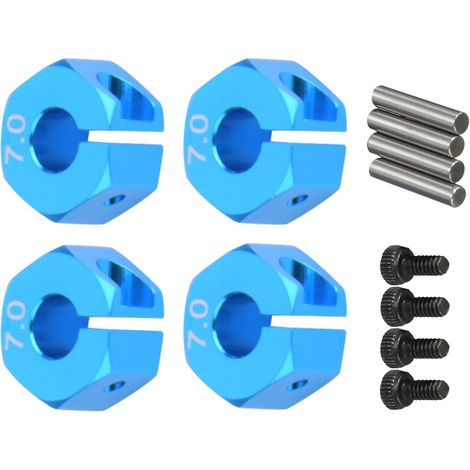 Lot de 4 adaptateurs hexagonaux 12mm 7.0 pour roues RC, moyeu pour véhicule modèle avec goupilles et vis (1/5)