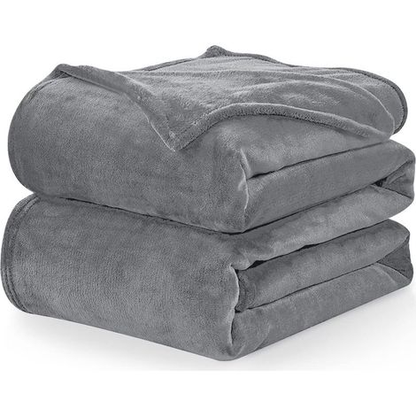 Microfiber flannel fleece throw blanket, sofa blanket 150 x 200 cm, anthracite grey, bed/sofa blanket for 2 people, large, warm and soft plush faux fur blanket, 200 x 150 cm (1/4)