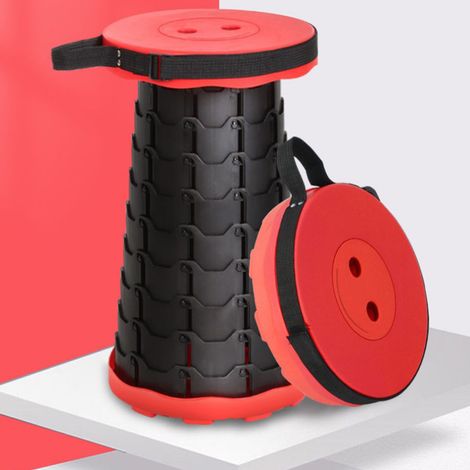 Skecten Taburete Plegable Portátil / Taburete Telescópico,para Pesca Taburete Plegable para Acampar, Cámping, Excursión, Jardín, Montañismo - Rojo (1/5)