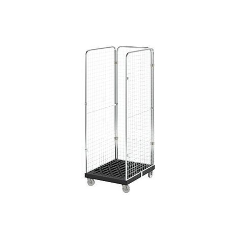 eurokraft basic  Rollcontainer con pareti in griglia  3 lati