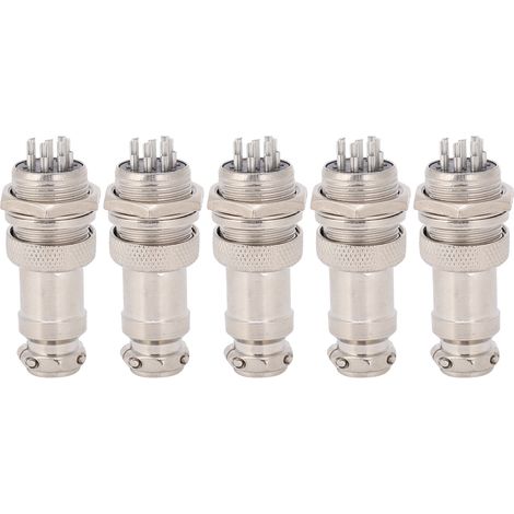 5 Stück Luftfahrt-Steckverbinder (männlich/weiblich) für Kabelverteiler, Stromversorgung, Chassis, Metallanschlüsse, GX16, 16 mm, 450 V, 7-polig (1/5)