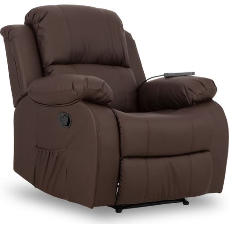Nalui Sillón Relax Marrón Chocolate Trevi Reclinable 160º, 8 Motores Silenciosos, Calor Lumbar, 4 Zonas de Masaje y PU Anti-Cuarteo (1/5)