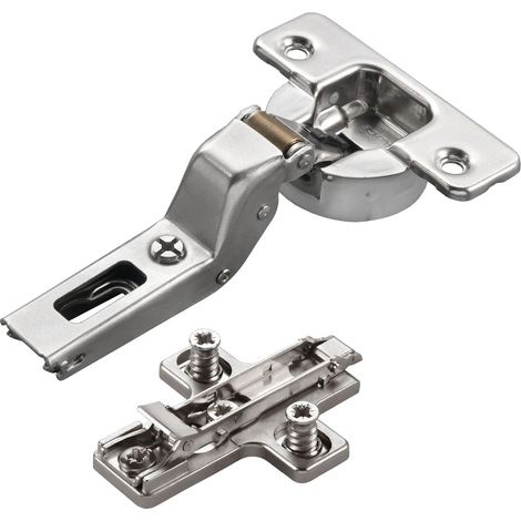 2 x Salice Topfband Serie 700 mit Dämpfer im Topf 110° Bohrbild T45 Innenanschlag inkl. Kreuz-Montageplatte Höhe 6 mm mit vormontierten Euroschrauben, Exzenterverstellung Topfscharnier von SOTECH (1/5)