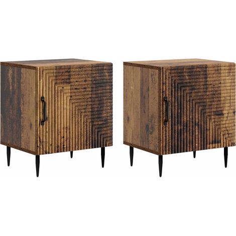 Armario de Noche 2 pcs Madera envejecida 43 x 34,5 x 50 cm