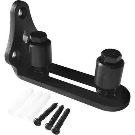 Butée Porte Grange Noir Guide Sol Réglable pour Rail de Porte Coulissante Stop Pendule Robuste (1/5)