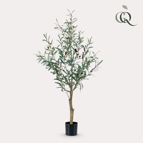 Olivier Artificiel Olea Europaea Arbre Décoratif Feuilles Vert Argenté pour Intérieur 115 cm - PANGIVO (1/5)