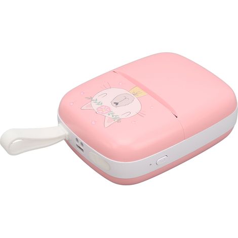 Mini imprimante rose avec motif chaton, étiquette et photo, idéale pour album photo à la maison. (1/5)