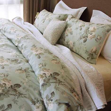 Parure de lit en Coton avec Housse de Couette imprimée Florale de Jardin de Campagne Style Asiatique Chinoiserie Pivoine Fleurs Branches d'arbre Multicolore Grand lit Vert (1/5)