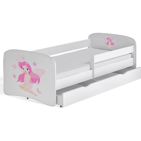 Lit 80x160 sommier et tiroir inclus Kocot Kids Babydream La fée aux papillons - Blanc (1/5)