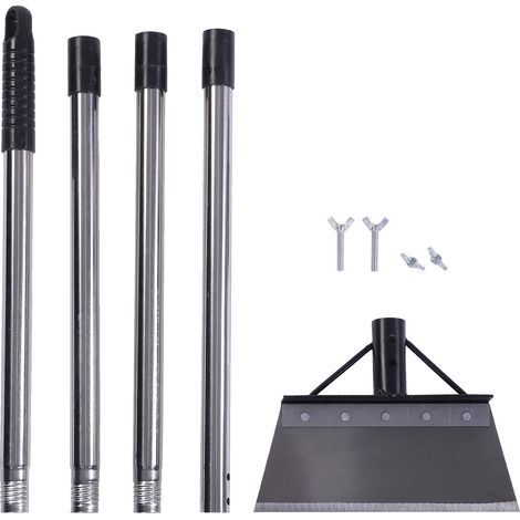 Pelle plate grattoir de sol robuste à long manche outil de jardin polyvalent à neige sans fil avec lame ergonomique réglable en acier antirouille pour le désherbage Kit de pelle extérieure. (1/5)