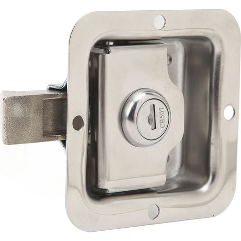 Poignée de Coffre avec 2 Clés, Laiton Inoxydable 304 Poli Miroir, Montage Affleurant pour Camping-Car, Camion et Caravane (1/5)