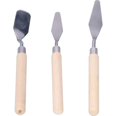 Ensemble de couteaux à palette (3 pièces, manche en bois) pour la peinture à l'huile, le mélange des peintures, les outils de texture, les grattoirs et les couteaux à palette artistiques (1/5)