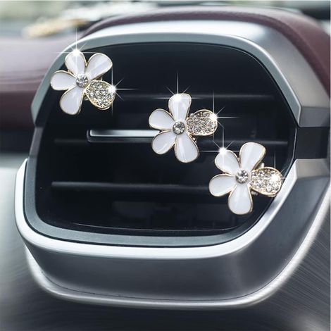 Lot de 6 pinces décoratives en forme de marguerite pour grille d'aération de voiture, charme de fleurs mignonnes (1/5)