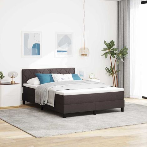 vidaXL Letto a molle con cuscino Marrone Scuro 140 x 200 cm Tessuto (1/5)