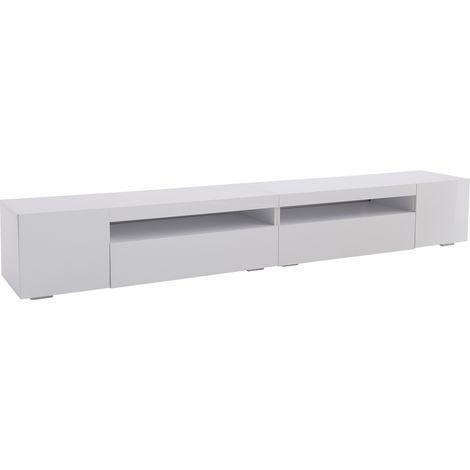 Mueble TV moderno blanco de 240 cm en MDF con iluminación LED variable HOMVRA (1/5)