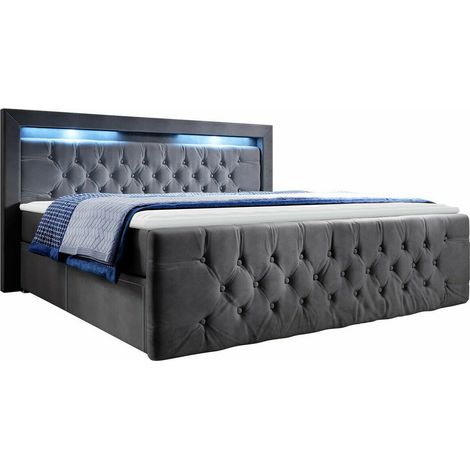 Cama continental Aura III , Continental, Doble, 140x200, Tapiz, Somieres, 160x220x115cm, LED