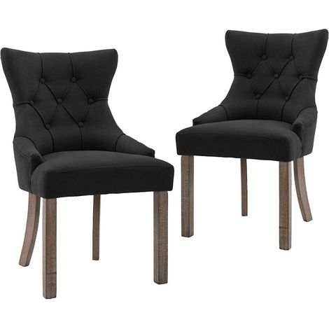 Maison Exclusive - Esszimmerstühle 2 Stk. Schwarz Stoff (1/5)