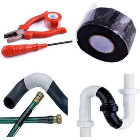(25mm x 1.5M, noir)Ruban de silicone bande de réparation imperméable à l'eau de sauvetage Bande d'étanchéité auto-adhésive Fusing Ruban (1/4)