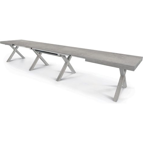 Tavolo rettangolare allungabile con gambe incrociate ad X Grigio Cemento Dimensione Tavoli: 160x90 + 5 allunghe da 50 cm (1/2)