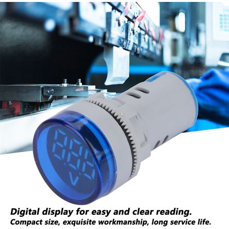 LED-Voltmeter-Signalleuchte, Digitalanzeige, Gleichspannungsmesser, Rundlampentester (Blau) (1/5)