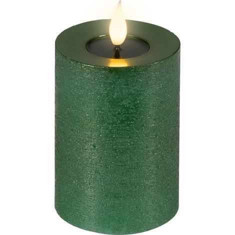 LED-Kerze grün Wachs Ø 7,5 cm H: 13,5 cm ww (1/4)