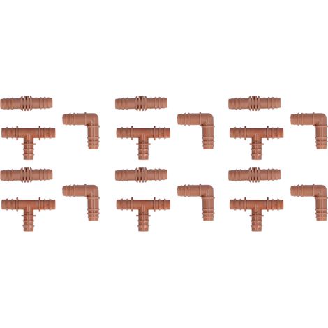 Kit de 18 raccords d'irrigation, connecteurs cannelés marron pour tuyaux de 16 mm (1/5)