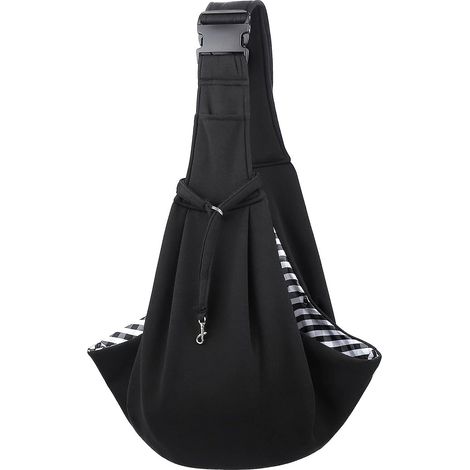 Sac de transport bandoulière respirant et réglable pour chiens de petite et moyenne taille - Sac bandoulière noir pour les voyages avec animaux de compagnie (1/5)