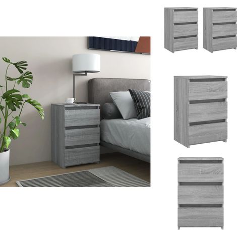 Nachttische 2 Stk. Grau Sonoma 40x35x62,5 cm Holzwerkstoff - Nachttisch - Grau - Wohnzimmer - Schlafzimmerschreibtisch - Holzwerkstoff (1/5)