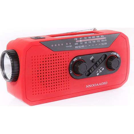 Filiyano – lampe torche et signal – Radio solaire d'urgence avec manivelle, batterie 2000 MAH, prise casque 3,5 mm avec lampe torche et signal SOS