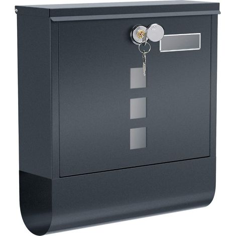 Boîte aux Lettres Murale, avec Serrure avec Couvercle Rotatif, Fenêtre de Visualisation, Porte-nom, Compartiment à Journaux, Montage Facile