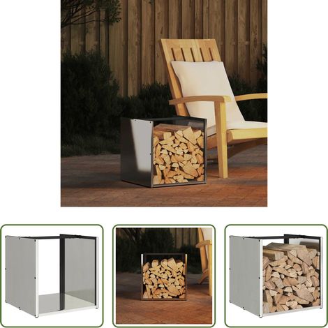 Support bois de chauffage - Portant de bois de chauffage 40x40x40 cm acier inoxydable (1/5)