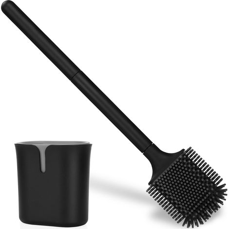 Brosse WC, Brosse Toilettes en Silicone pour Profondeur avec Manche en Plastique antidérapant, Brosse Toilette Murale avec Base à Fentes d'aération pour la Toilette de la Salle de Bain (1/5)