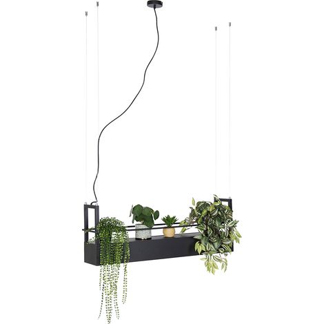 QAZQA Lampada a sospensione tavolo soggiorno cage rack - Industriale - Acciaio - Nero - Oblungo GU10 Max. 4 x 4.8 Watt