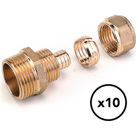 Comap – Raccord à compression mamelon union mâle 16x1,5 – Raccordement compression pour tube PER – Laiton CW617N – Applications sanitaires et chauffage (1/4)