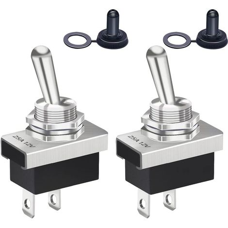 2 pièces interrupteur à bascule 12V 25A SPST marche/arrêt 2Pin 2 Positions avec capuchon de couverture de mise à niveau de voiture étanche KN3D-101 (1/5)