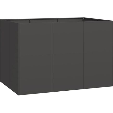 Jardinière élégante pour jardin balcon 120 x 80 x 80 cm avec design moderne et fond ouvert en acier laminé à froid noir (1/5)