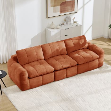 Sofá modular (264x97x68 cm), sin marco y ergonómico, sin montaje, chenilla naranja (1/5)