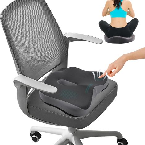 Coussin Coccyx, Coussin Chaise Bureau, Ergonomique Assise en Mousse à Mémoire de Forme, Coussie Chaise Sciatique pour Siège, Voiture, Auto, Canapé, Conducteur Fauteil, Bureau, Fauteuil Roulant (1/5)